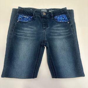 Girls Kohls SO Jean Jeggings with Blue Rhinestones on pockets- Size 10